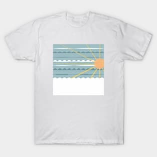 Sunset, sea,.4. sun, sun-art, beach,  spring, ocean, sunart, summer, vector. T-Shirt